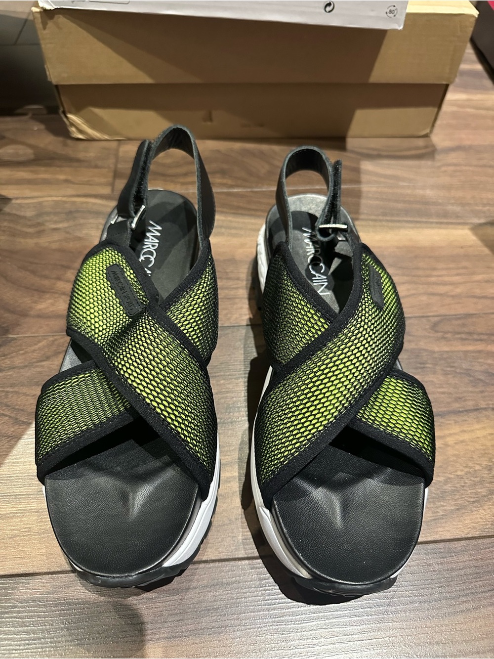 Marc Cain Black and Lime Green Sport Sandals